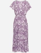  Rochie Mov cu Decolteu petrecut cu elastic în talie și curea din material Xelovia