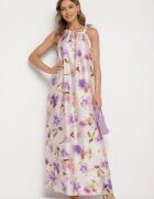  Rochie mov de satin cu flori Fenaresia