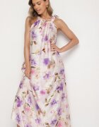  Rochie mov de satin cu flori Fenaresia
