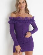  Rochie Mov închis Mulată Stil spaniol cu volănaș Turlia