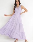  Rochie mov Maxi cu benzi ajurate fără mâneci Jaemma