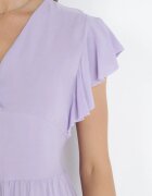  Rochie mov netedă mini cambrată cu volane în jurul umerilor Zynnas