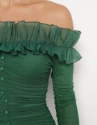  Rochie mulată stil spaniol verde închis cu volan Turlia