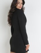  Rochie Neagră cu Pliu și Cataramă cu Zirconii Isanthe