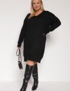  Rochie neagră din tricot cu amestec de lână cu croială dreaptă Esmerea