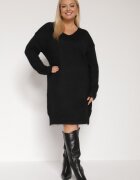  Rochie neagră din tricot cu amestec de lână cu croială dreaptă Esmerea