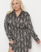  Rochie Neagră Tip cutie Mini cu Curea legată Hrina