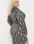  Rochie Neagră Tip cutie Mini cu Curea legată Hrina