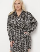  Rochie Neagră Tip cutie Mini cu Curea legată Hrina