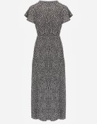  Rochie Negră Plisată Maxi cu elastic în talie și decolteu petrecut Kaimarie