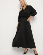  Rochie Negru Plisată Maxi cu Decolteu Plic și Cordon în Talie Lariah
