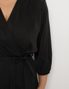  Rochie Negru Plisată Maxi cu Decolteu Plic și Cordon în Talie Lariah