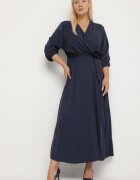 Rochie Plisată Maxi Bleumarin cu decolteu petrecut și cordon în talie Lariah