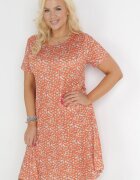  Rochie Portocalie Evazată Midi Florală Titarine