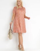  Rochie Portocalie Evazată Midi Florală Titarine