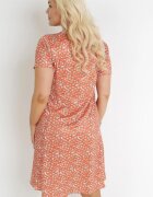  Rochie Portocalie Evazată Midi Florală Titarine