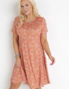  Rochie Portocalie Evazată Midi Florală Titarine