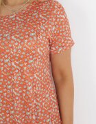  Rochie Portocalie Evazată Midi Florală Titarine