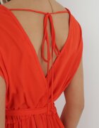  Rochie Portocalie Maxi cu Centură din Material și Decolteu Petrecut Istilla