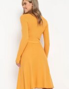  Rochie pulover Galbenă Cloș cu cordon legat Florentame