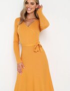  Rochie pulover Galbenă Cloș cu cordon legat Florentame