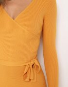  Rochie pulover Galbenă Cloș cu cordon legat Florentame