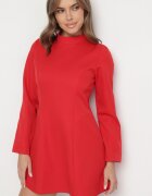  Rochie Roșie Cambrată cu fustă cloș Virvesa