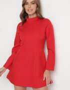 Rochie Roșie Cambrată cu fustă cloș Virvesa