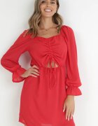  Rochie Roșie cu Fir Strălucitor și Drapaj în Față Gissi