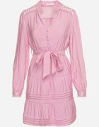  Rochie Roz cu elastic în talie decorată cu dantelă la manșete și umeri Ondrallia