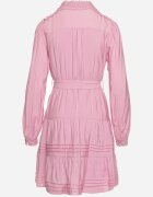  Rochie Roz cu elastic în talie decorată cu dantelă la manșete și umeri Ondrallia