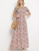  Rochie Rozalie Spaniolă Lungă din Bumbac cu Imprimeu Floral Mrosa