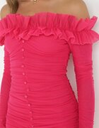  Rochie spaniolă fucsia mulată cu volan Turlia