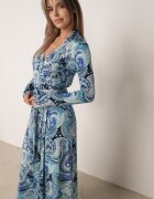  Rochie Tip plic Maxi Albastră cu Curea din material textil Jamiria