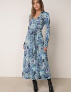  Rochie Tip plic Maxi Albastră cu Curea din material textil Jamiria