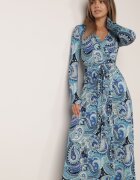  Rochie Tip plic Maxi Albastră cu Curea din material textil Jamiria