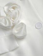 Rochie tip Sacou Albă închisă cu nasturi cu buzunare și Aplicație 3D Trandafiri Velira