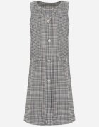  Rochie Trapezoidală Bej Mini în carouri cu nasturi bijuterie Curumen