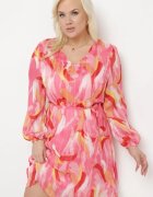  Rochie Trapezoidală Fuchsia cu mânecă lungă și căptușeală Nadica
