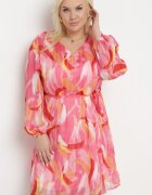  Rochie Trapezoidală Fuchsia cu mânecă lungă și căptușeală Nadica