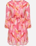  Rochie Trapezoidală Fuchsia cu mânecă lungă și căptușeală Nadica