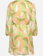  Rochie Verde-Bej Trapez cu Mânecă Lungă și Căptușeală Nadica