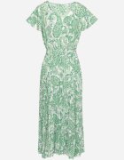  Rochie Verde cu Decolteu Petrecut cu Elastic în Talie și Curea Textilă Xelovia