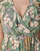  Rochie Verde cu flori din viscoză cu decolteu petrecut Narma