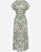  Rochie Verde cu flori din viscoză cu decolteu petrecut Narma