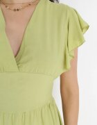  Rochie Verde deschis Netedă Mini Cămbrată Cu volane la umeri Zynnas