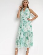  Rochie Verde Evazată cu Curea Textilă Evanagia