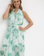  Rochie Verde Evazată cu Curea Textilă Evanagia