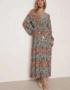  Rochie Verde Evazată cu Volan cu Imprimeu Paisley Kapiss