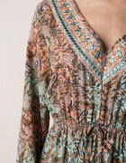  Rochie Verde Evazată cu Volan cu Imprimeu Paisley Kapiss